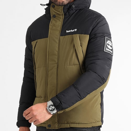 Doudoune Capuche Outdoor Archive A6S41 Vert Kaki Noir