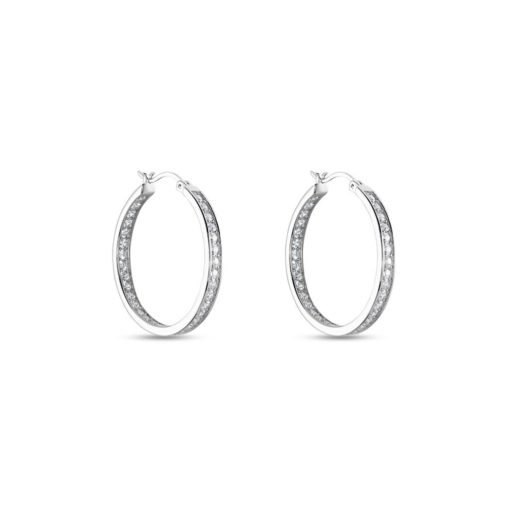 Créoles Django Argent Blanc Oxyde De Zirconium
