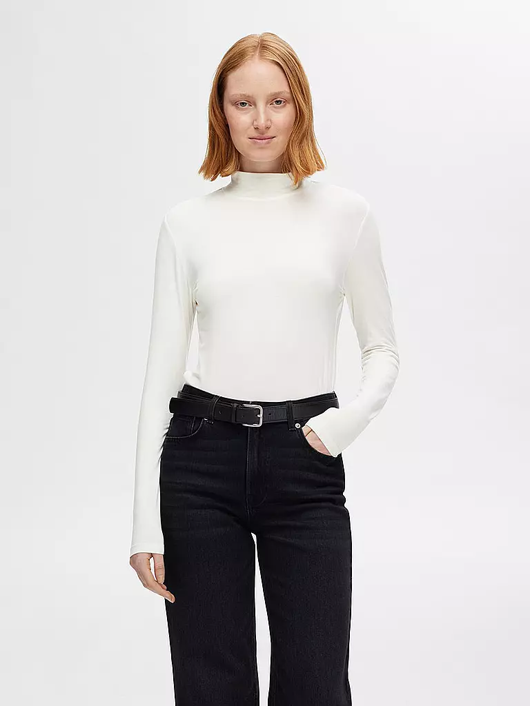 SELECTED FEMME Langarmshirt SLFMANJA weiss