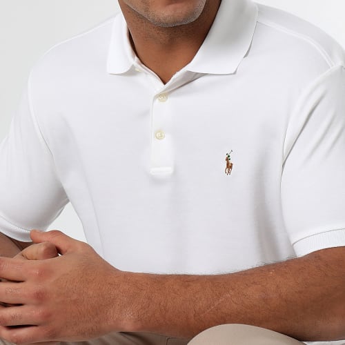 Polo Manches Courtes Custom Slim Fit Premium Soft Coton Blanc