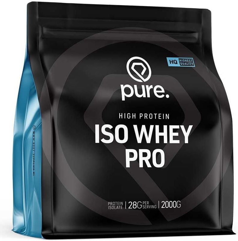 PURE Iso Whey Pro - aardbei - 750gr - whey eiwit isolaat - eiwitshake - koolhydraatarm