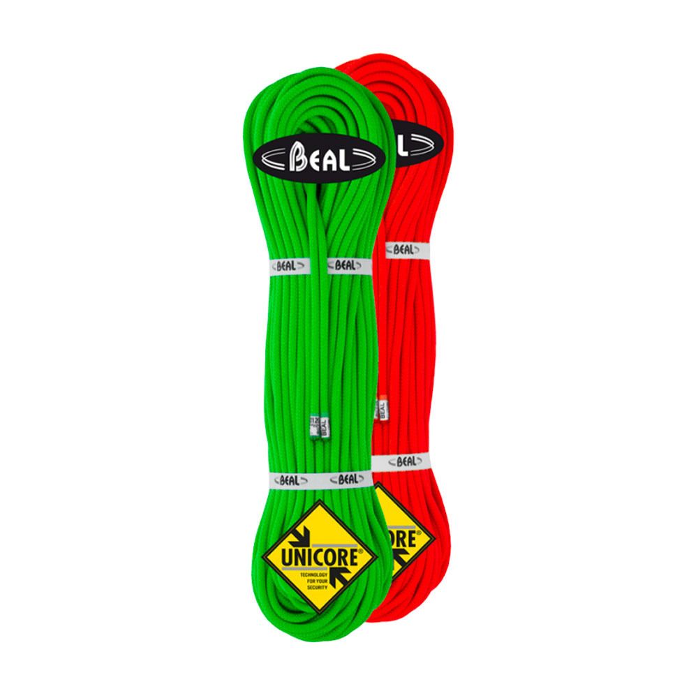Beal GULLY 7.3MM 2X60M GD DC - Corde polyvalente vert/orange