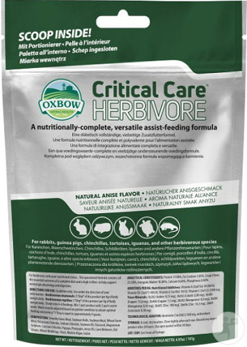 Critical Care Poudre Soluble Petits Herbivores Sous-Alimentés Sachet 141g