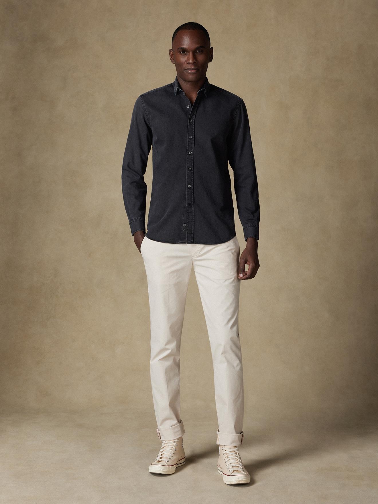 Chemise cintrée Gustav en denim carbone