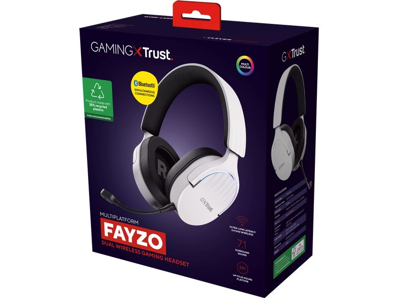 Trust Headset GXT 491W FAYZO Schwarz/Weiss Leistungsstarkes ohrumschliessendes kabelloses Gaming-Headset für ein kabelloses immersives Gaming-Erlebnis
