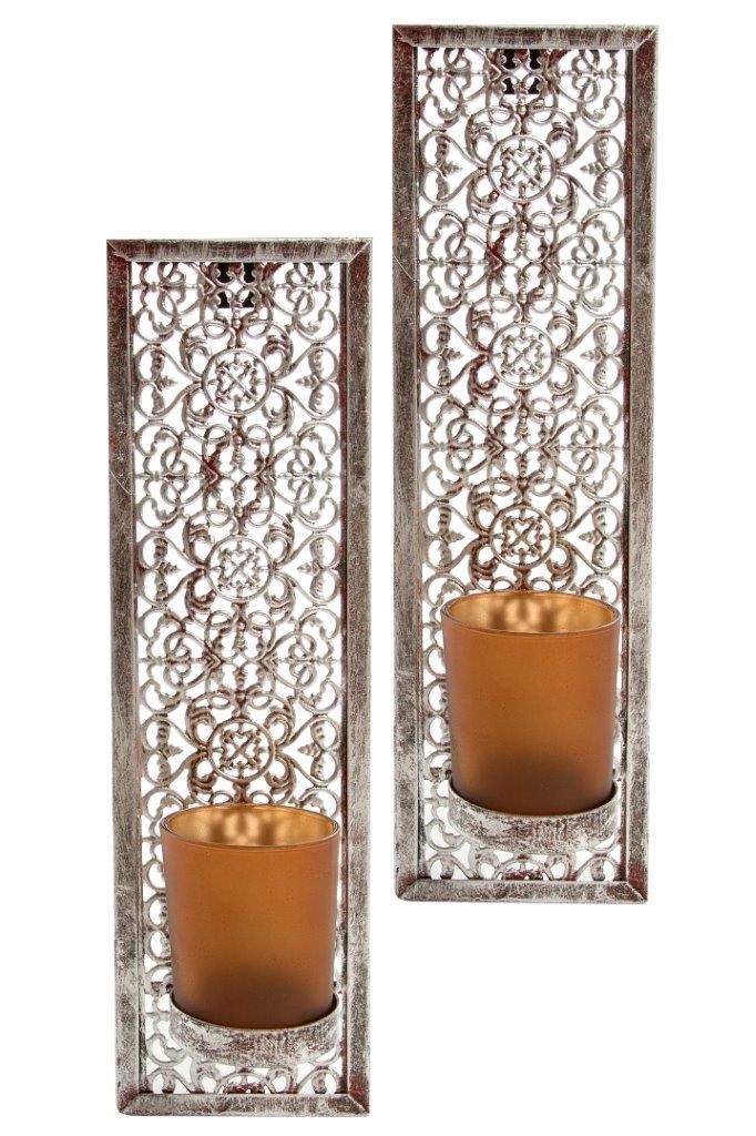 2er Wandteelichthalter-Set RANA - schwarz - 30 cm