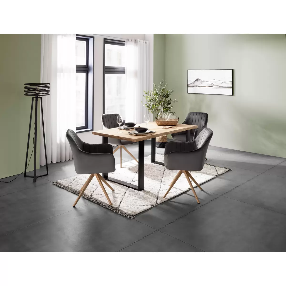 Esstisch James Wood 160 schwarz,Eiche
