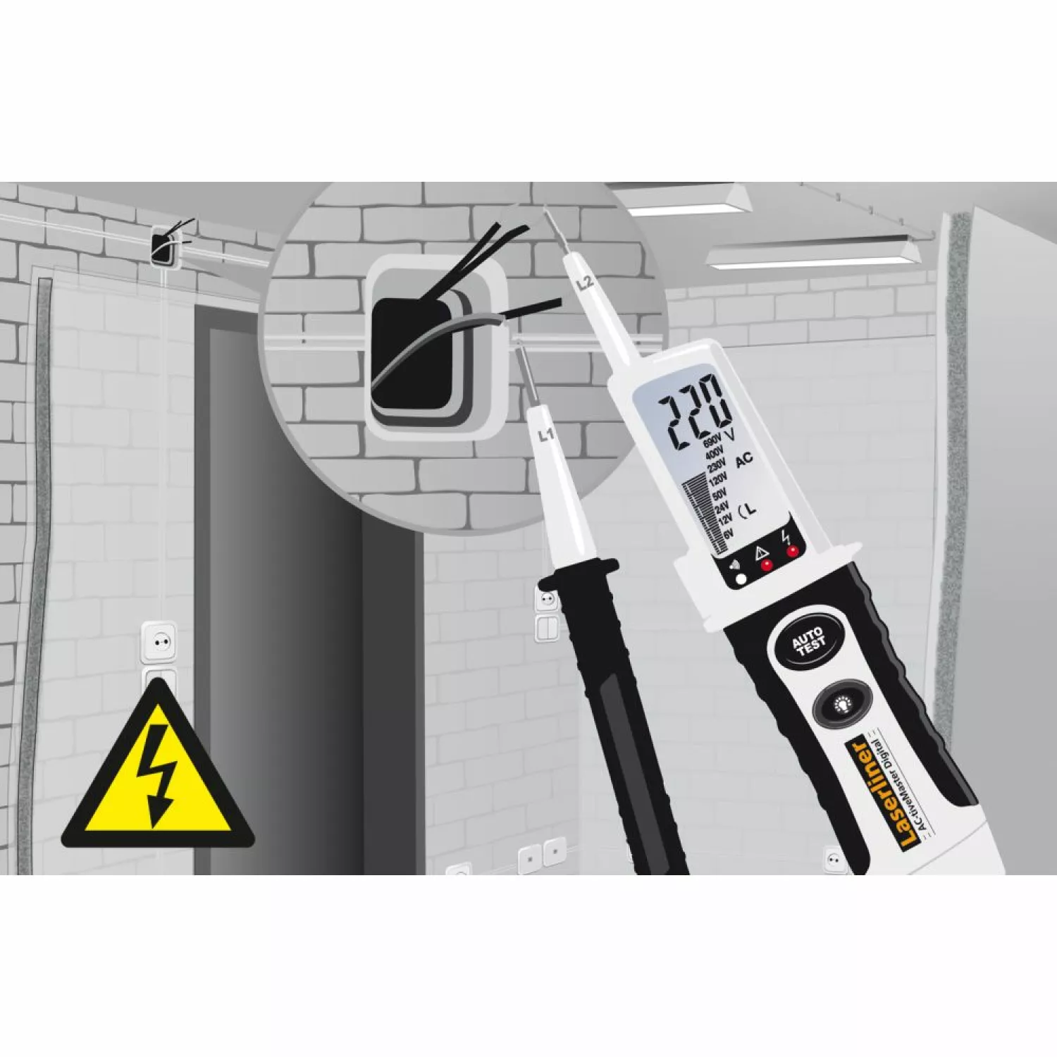 Laserliner AC-tiveMaster Digital Spanningstester met LCD scherm - AC/DC 6-690V