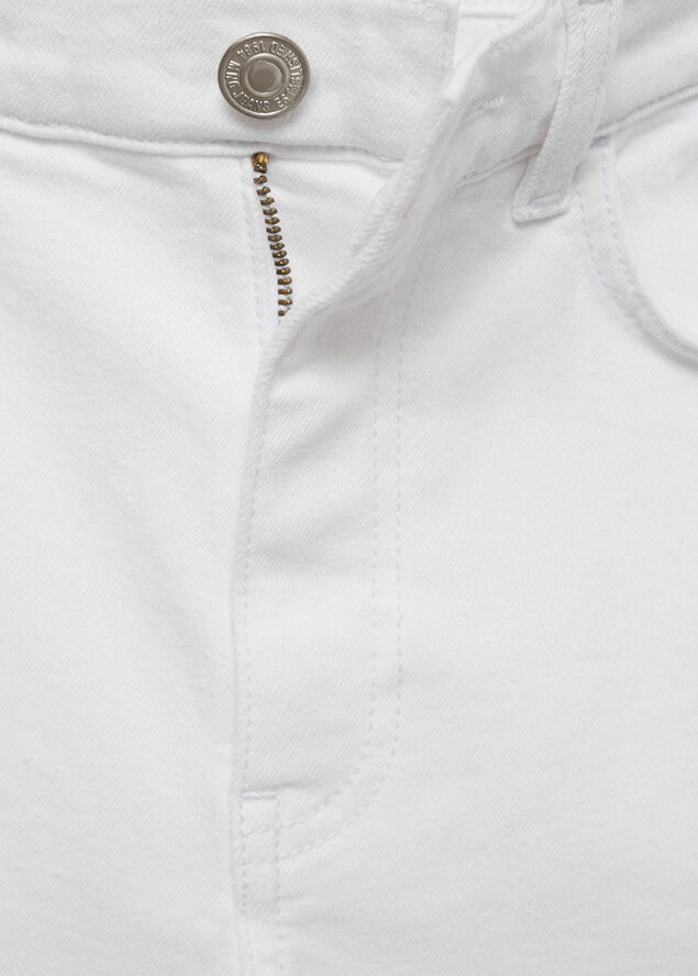 MANGO Side opening capri jeans White