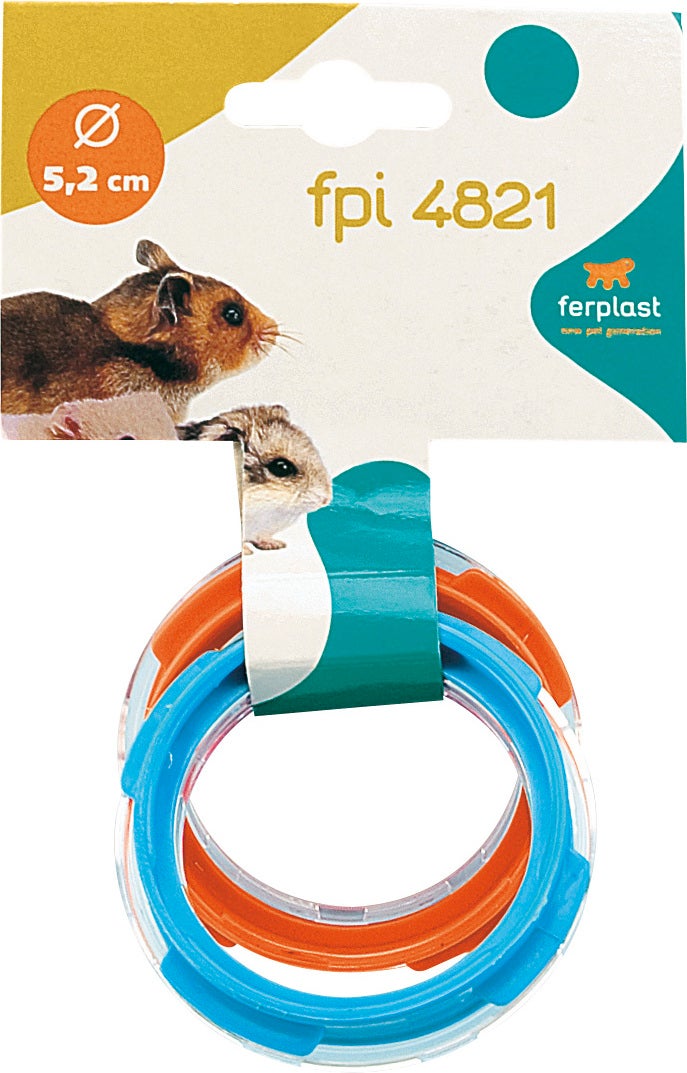 Ferplast knaagdiertunnel ring blauw / rood D 6 cm 2 stuks