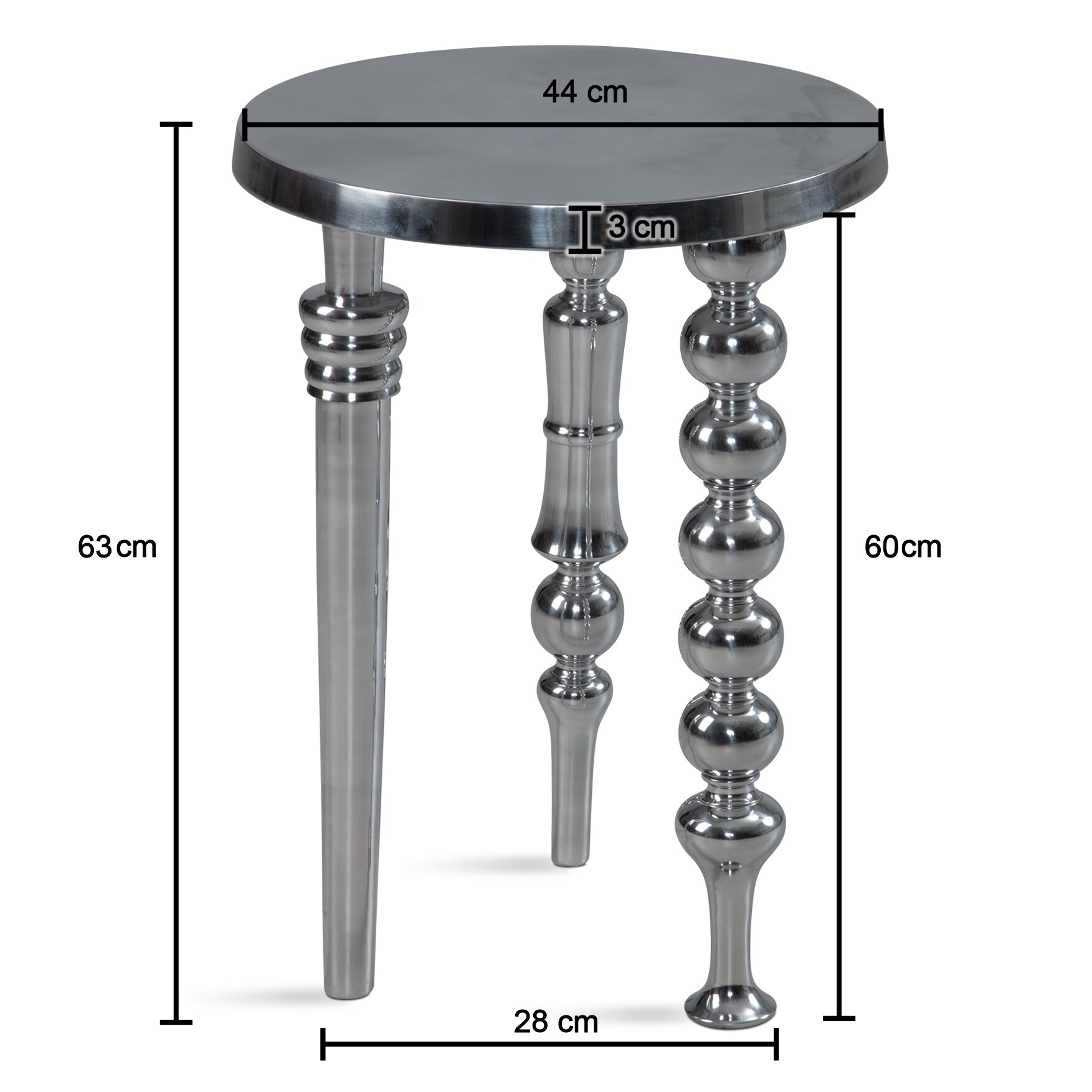 Beistelltisch FineBuy Sofatisch Metall Silber 44x44x63 cm Wohnzimmertisch Rund