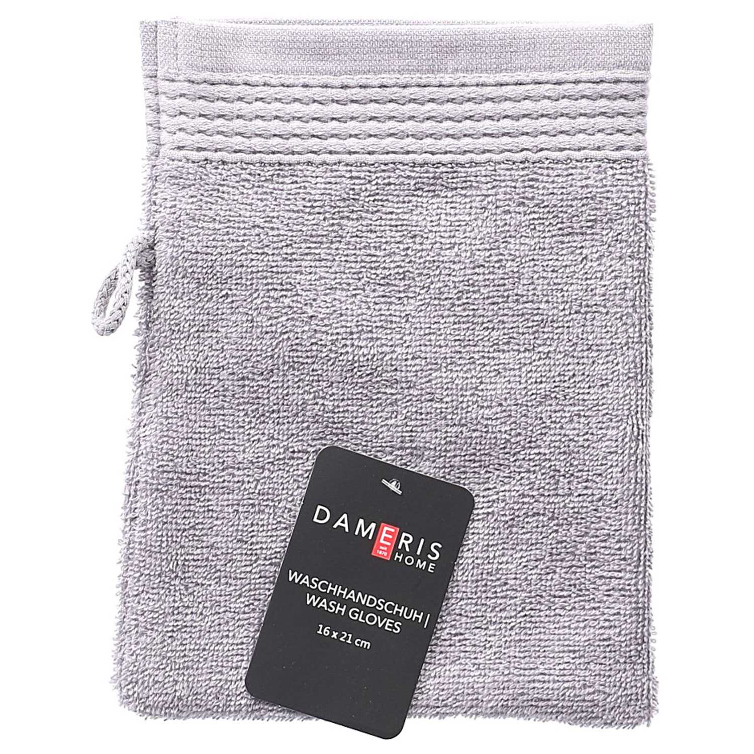 Waschhandschuh aus 100% Baumwolle 16 x 21 cm grau