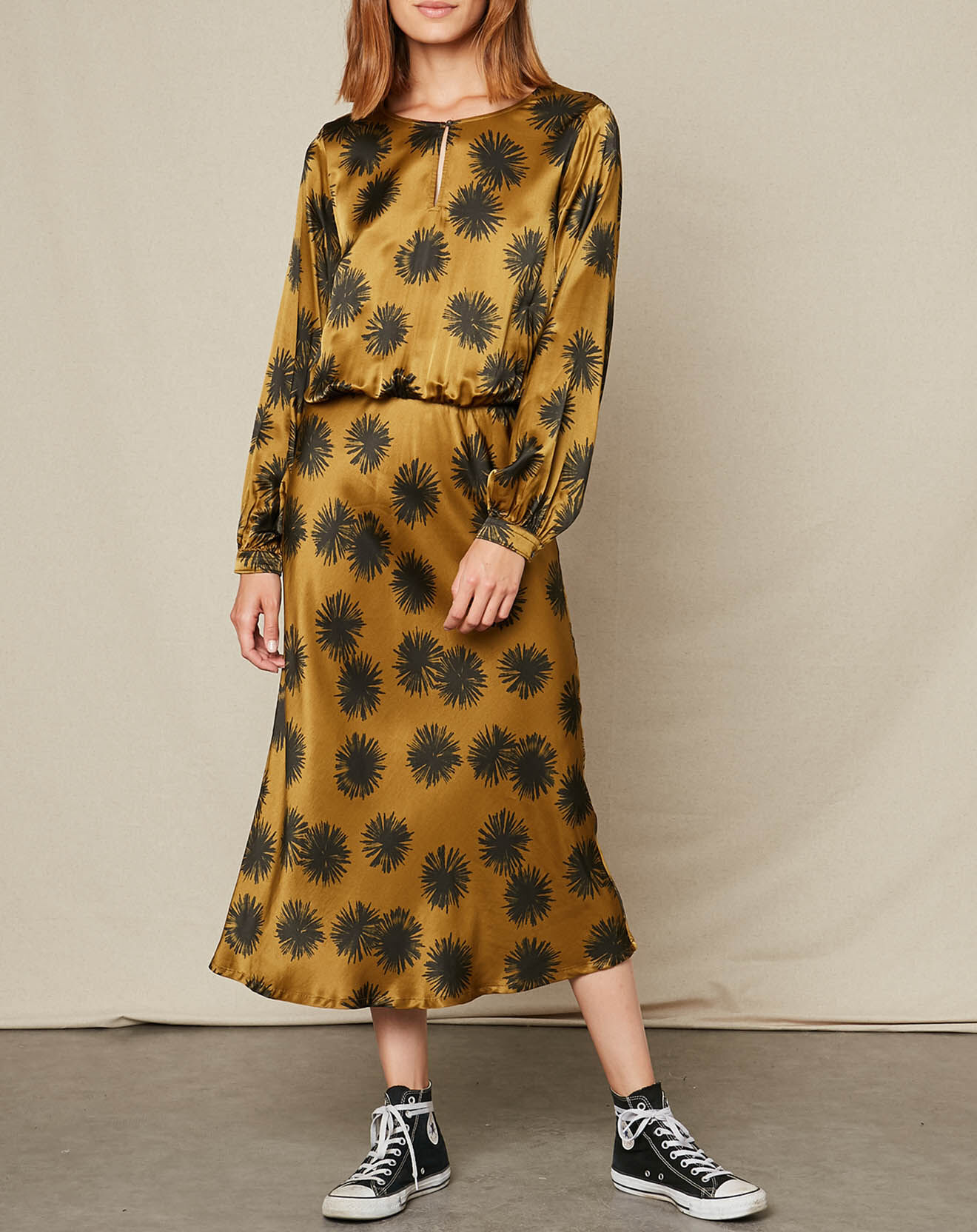 Hartford Robe en Soie mélangée Rosetta imprimée doré/noir