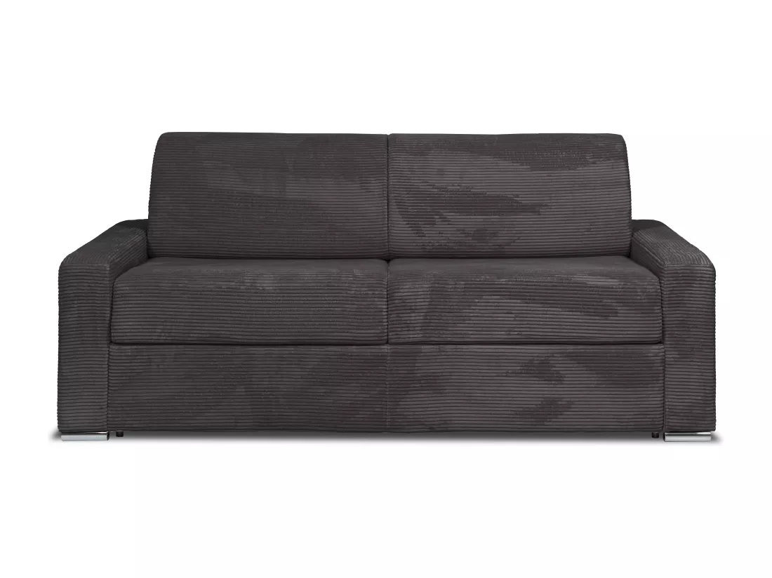 Canapé 4 places convertible express en velours côtelé gris anthracite - Couchage lattes larges 160 cm - Matelas 18 cm CALITO