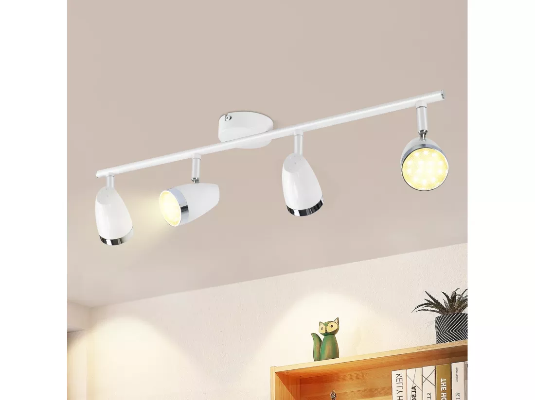 NETTLIFE Spot de plafond LED 4 ampoules moderne 4W blanc blanc chaud 3000K