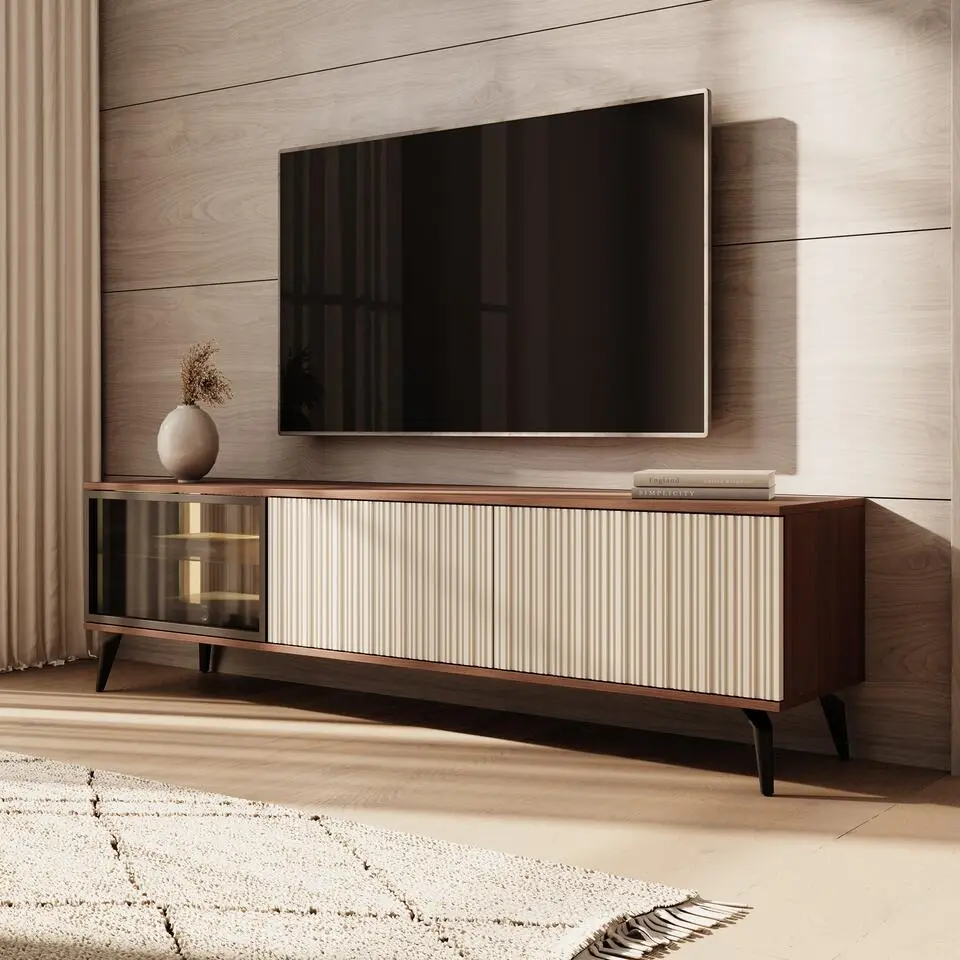 Meubella - Riverhead - TV-Meubel - Beige/Eiken - 180 cm