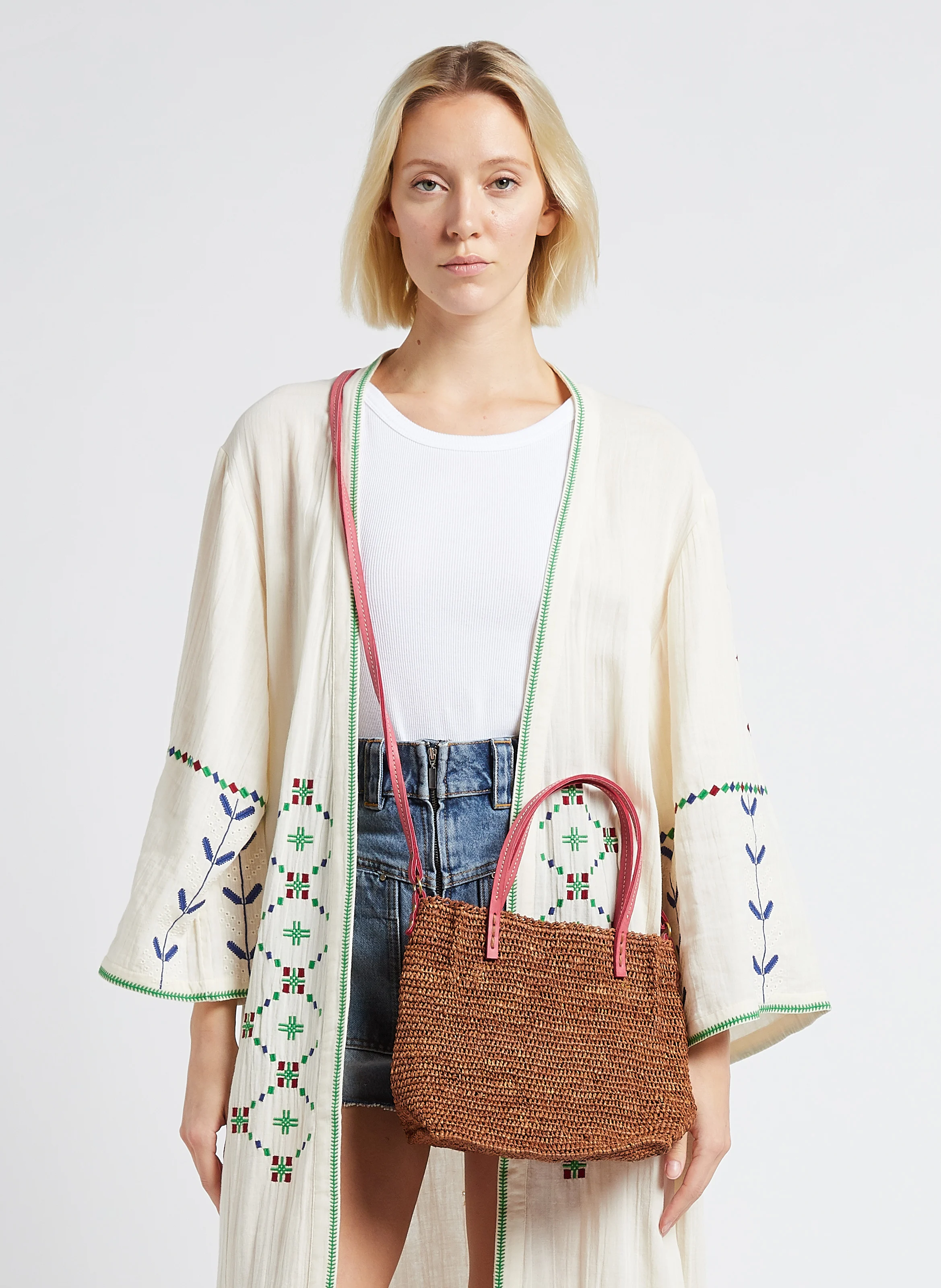 CAMINO XS - Sac porté main en raphia | Marron