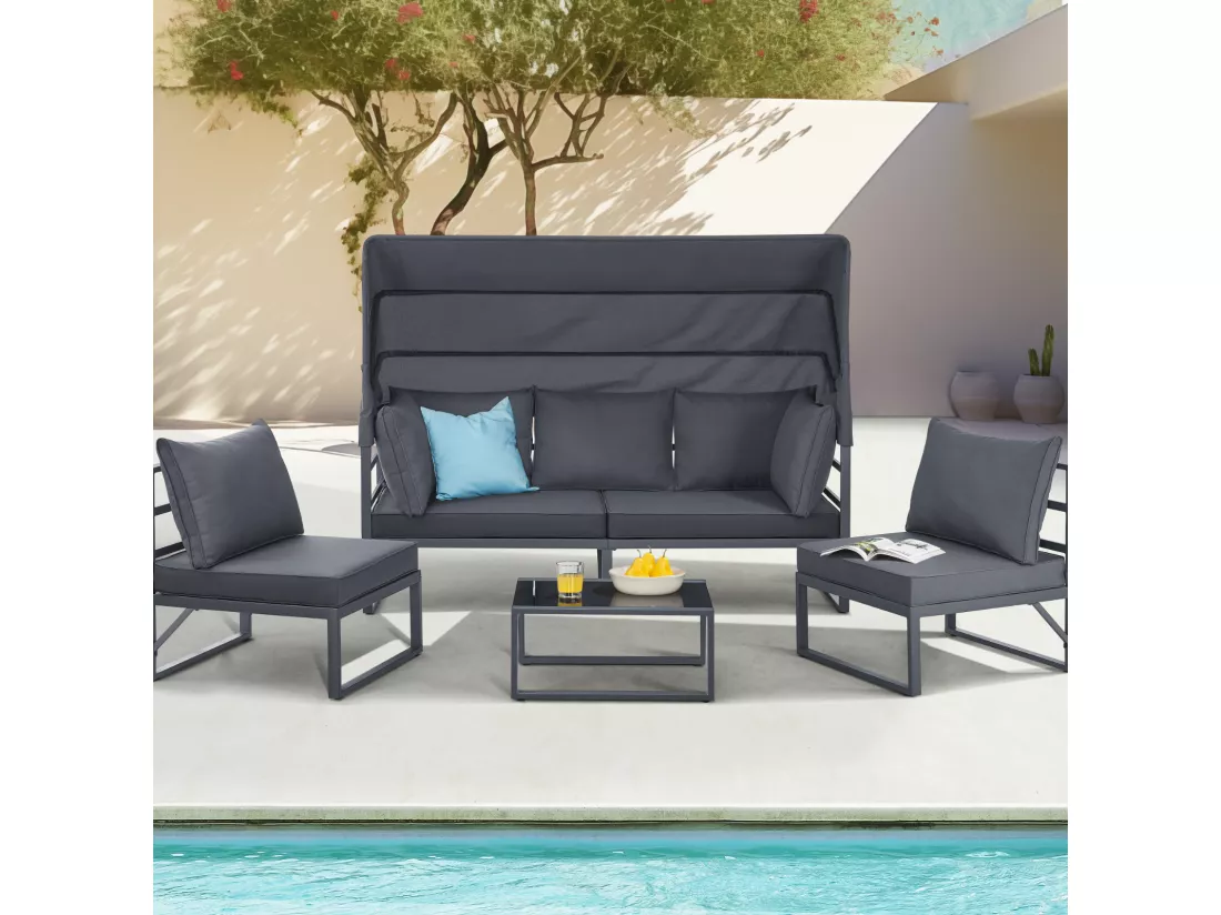 Ensemble de salon de jardin avec toit