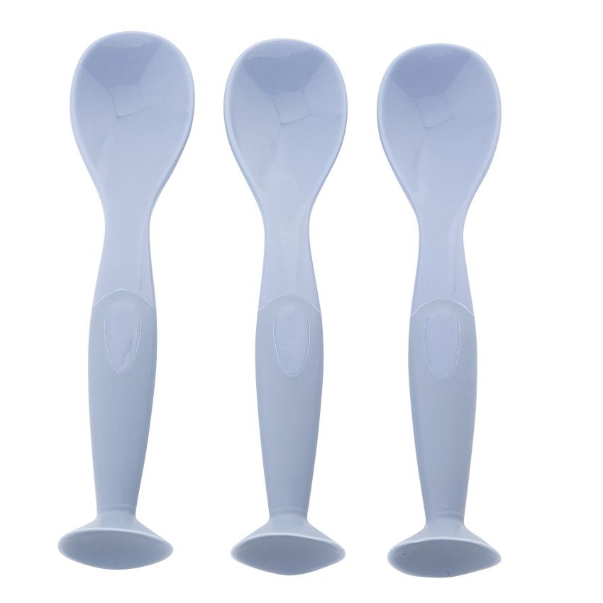 Set de 3 couverts à ventouse Yummix bleu - Ecru