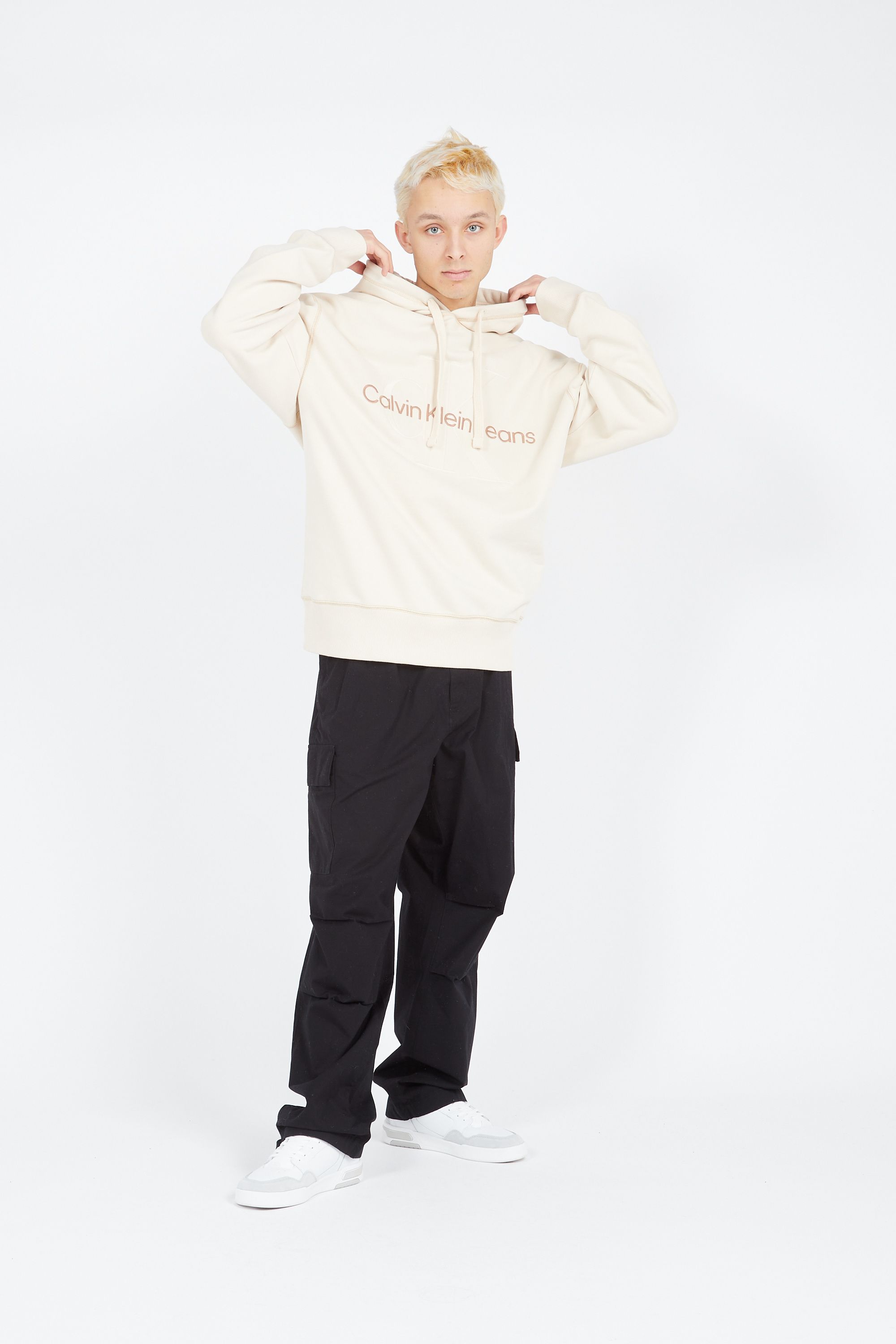 CALVIN KLEIN JEANS Hoodie WASH MONOLOGO HOODIE Blanc