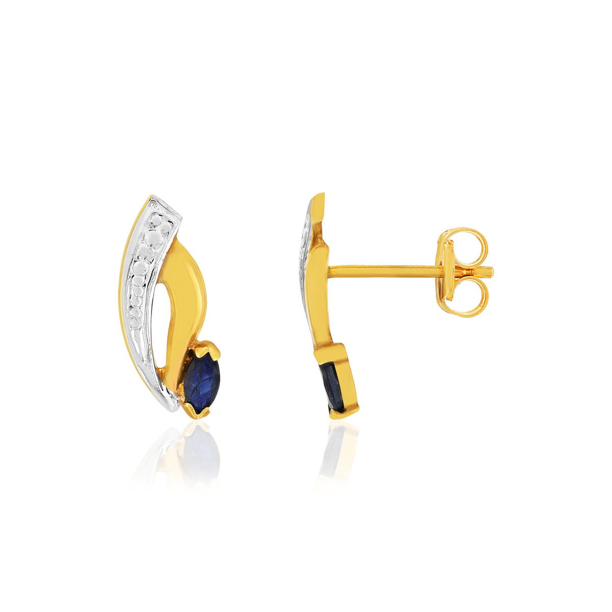 Boucles d'oreilles or 375 2 tons saphirs