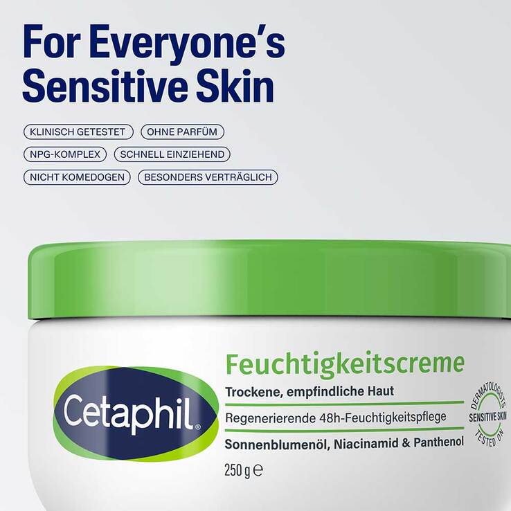 Cetaphil Feuchtigkeitscreme für trockene, empfindliche Haut, 250 g