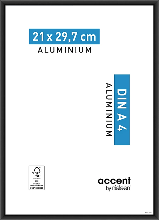 Cadre photo aluminium noir Accent l.21 x H.29,7 cm