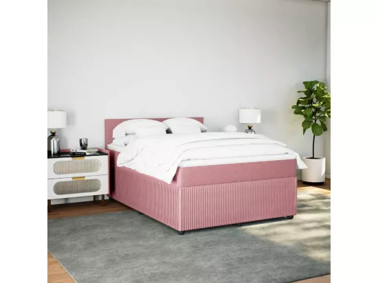 Sommier à lattes de lit avec matelas Rose 140x190 cm Velours