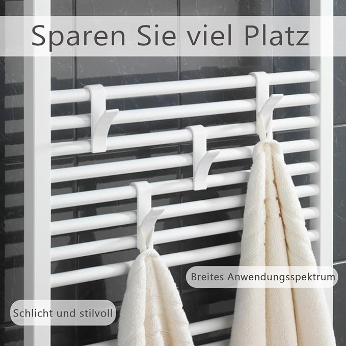 (5er Set) Universal Heizung Handtuch Halter Badezimmer Heizkörper Haken - Weiss