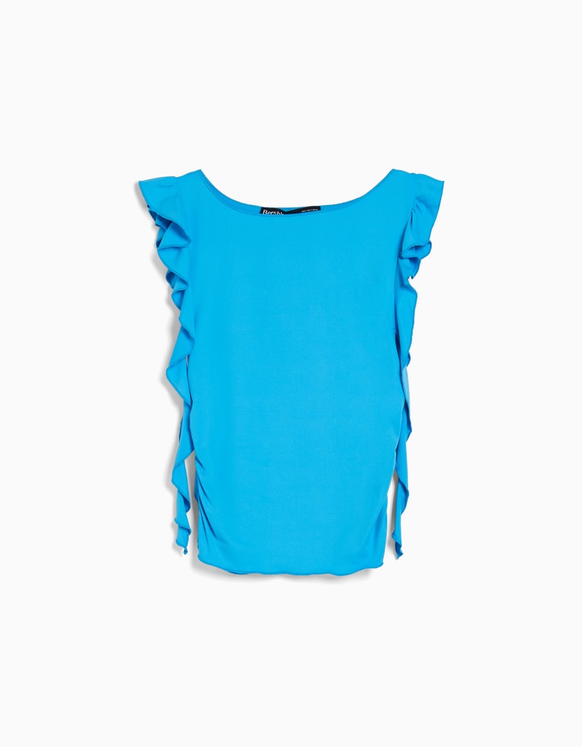Camiseta de manga curta com babados