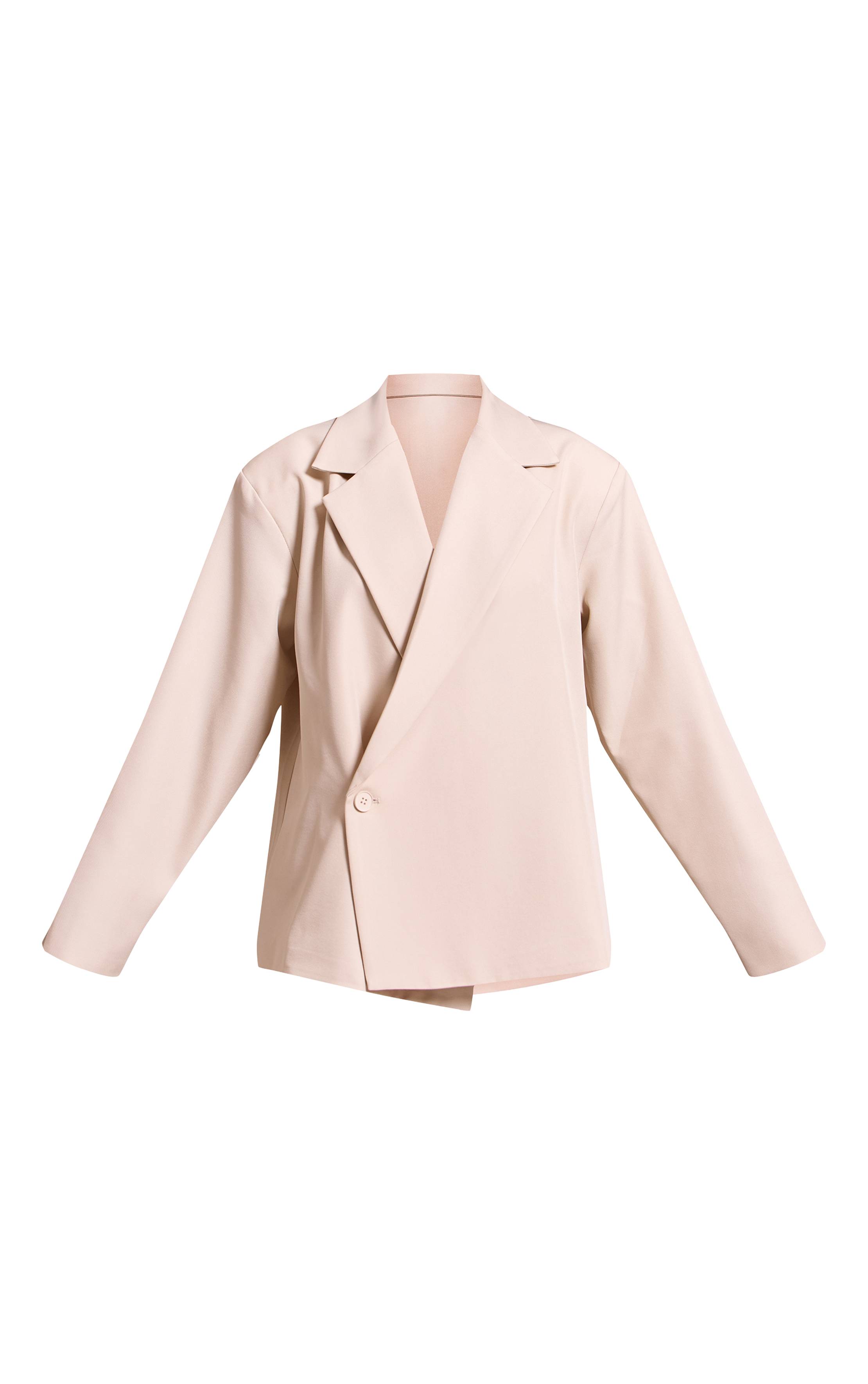 Gris Pierre Blazer Croisé Oversize Boxy Petite