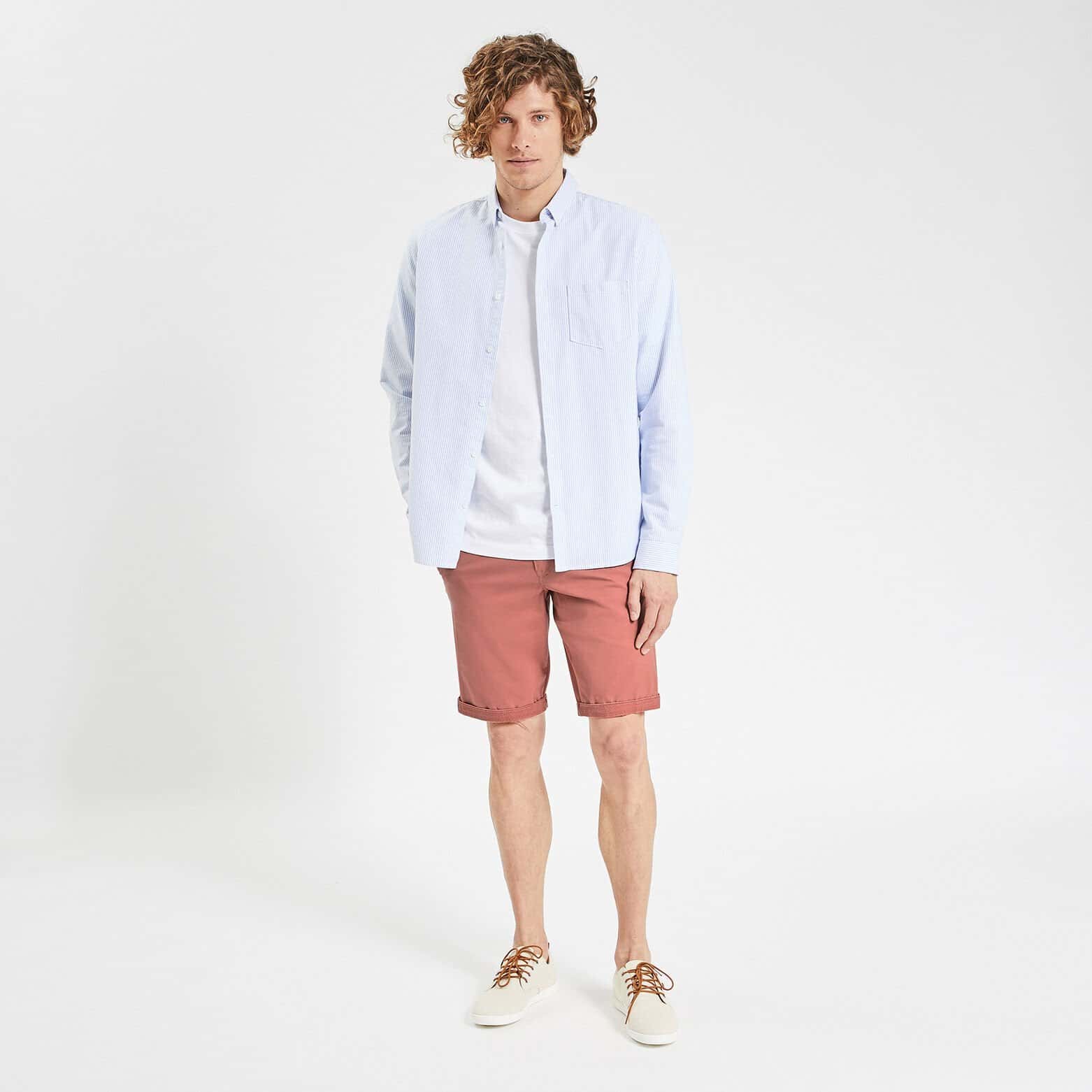 Bermuda chino uni avec ceinture Rose