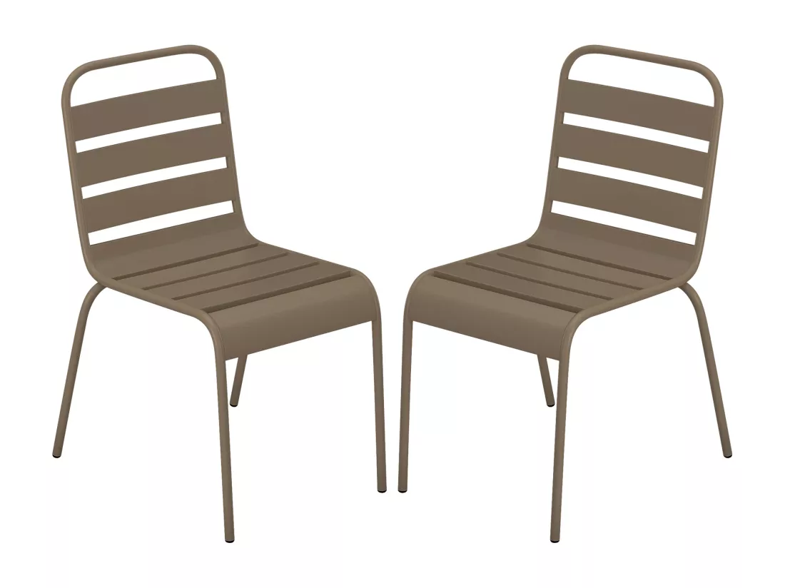 Lot de 2 chaises de jardin empilables en métal - Taupe - MIRMANDE de MYLIA