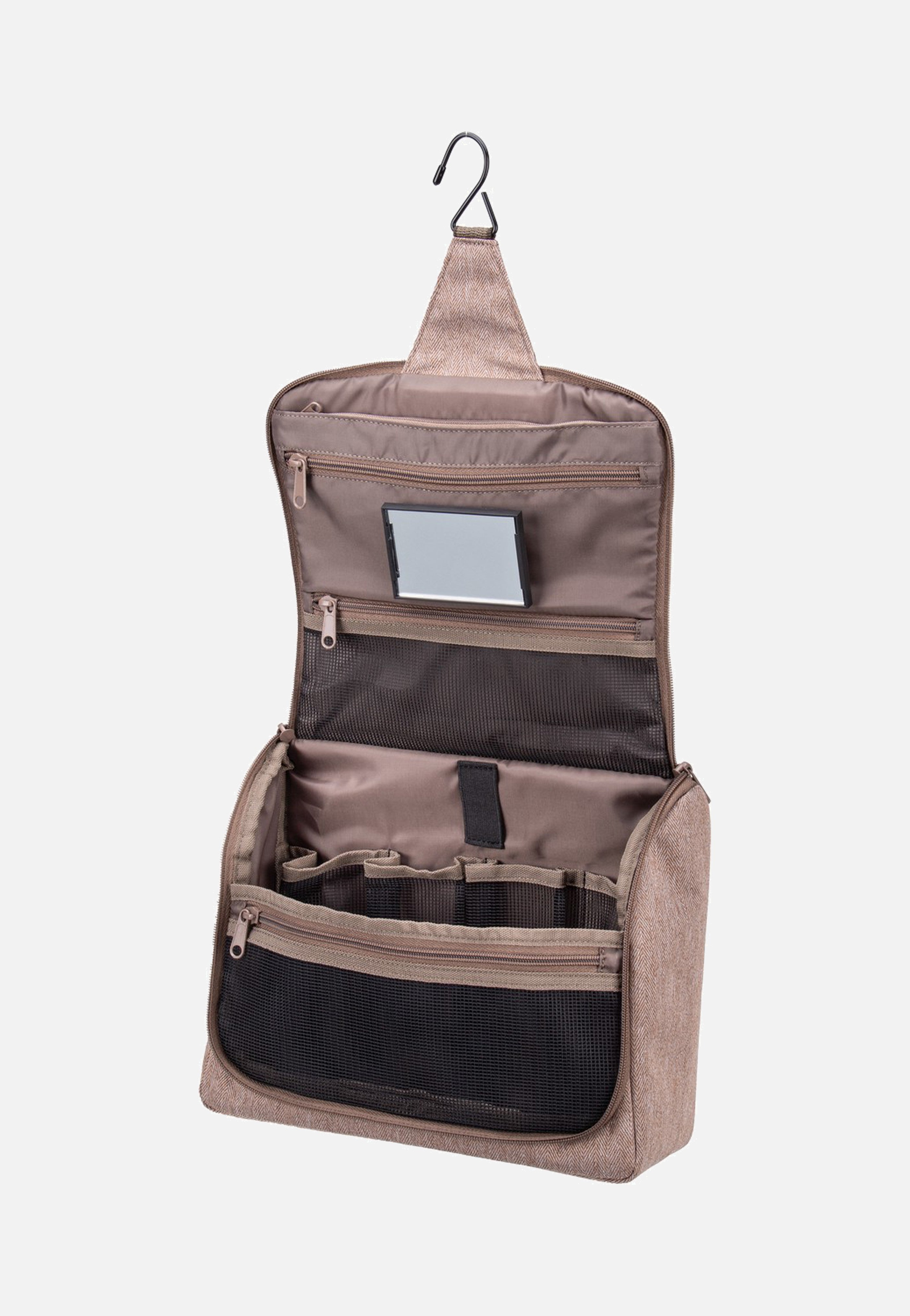 toiletbag XL Herringbone Mokka - Kosmetikkoffer