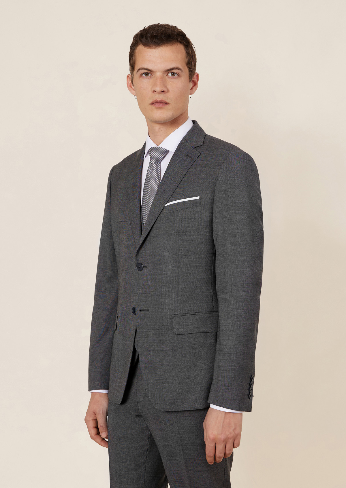 Veste de costume Regular en laine grise Prince de Galles
