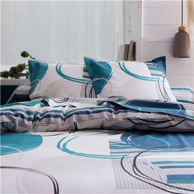 Linge de lit motif cercles et rayures - BECQUET CRÉATION