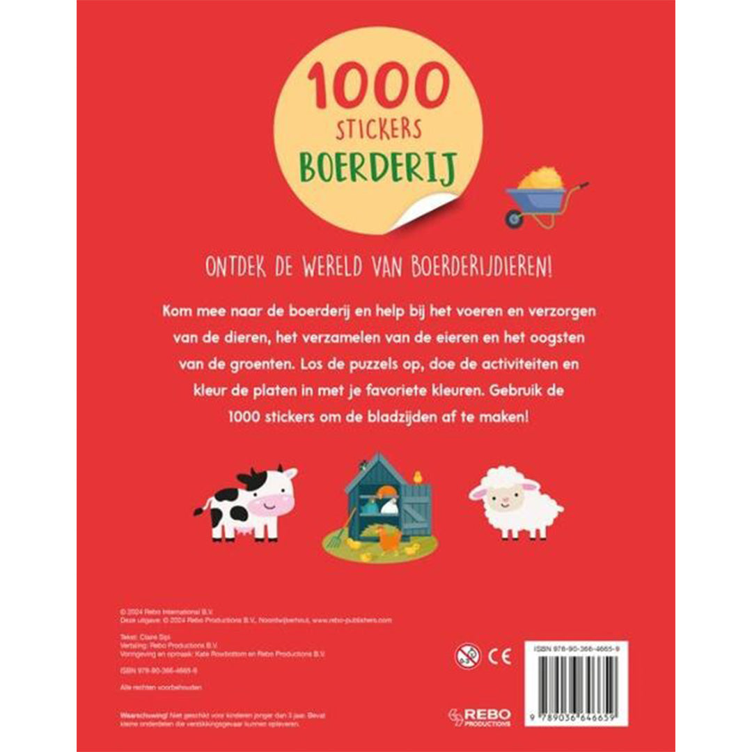 uitgeverij rebo activiteitenboek met stickers - boerderij - 1000 stick