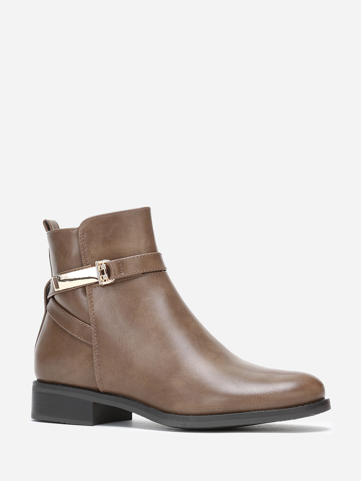 Bottines plates à boucle- Taupe