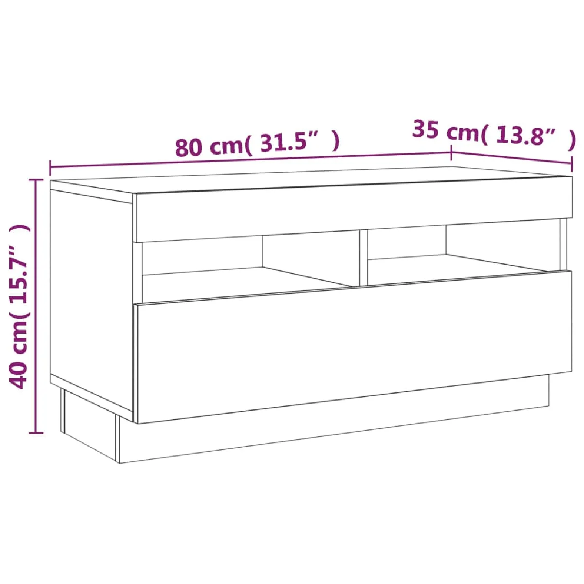 vidaXL Meuble TV avec LED - Chêne Fumé