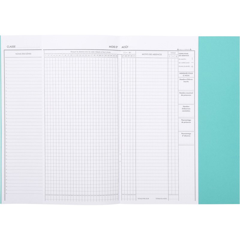 Registre d'appels journaliers 80 pages découpées 21 x 29,7 cm Le Dauphin