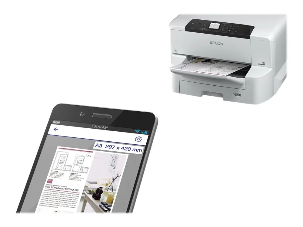 Epson WorkForce Pro WF-C8190DW - Printer - farve - Duplex - blækprinter - A3 - 4800 x 1200 dpi - op til 24 spm (mono) / op til 24 spm (farve) - kapacitet: 335 ark - Gigabit LAN, NFC, USB 3.0, USB 2.0 vært, Wi-Fi(ac)