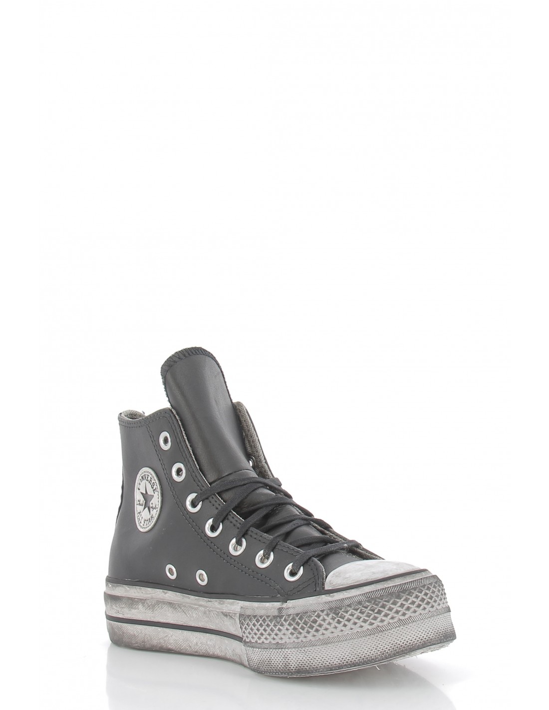 converse sneakers compensées montantes femme ctas lift leather hi cuir noir effet vieilli