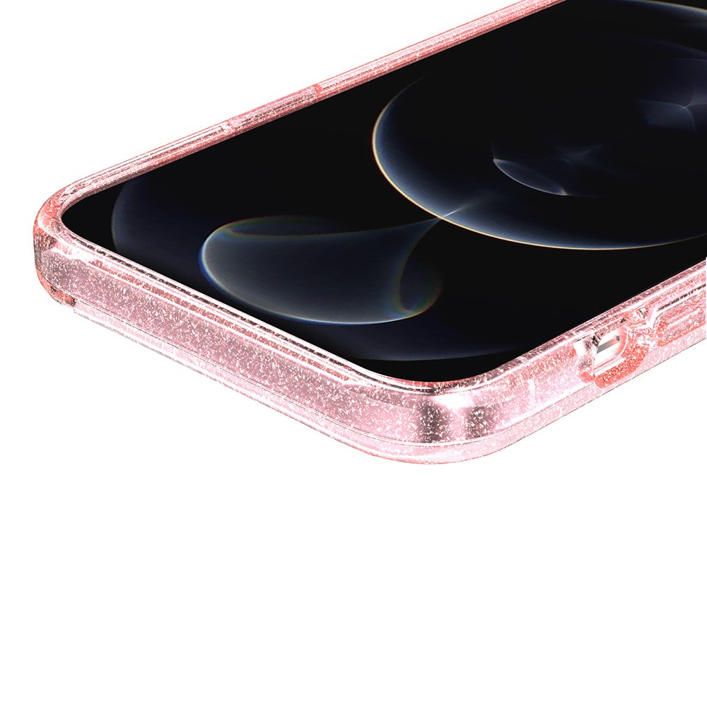 iPhone 13 Hybrid Hardcase Schutzhülle im Glitzer Design - Pink / Transparent