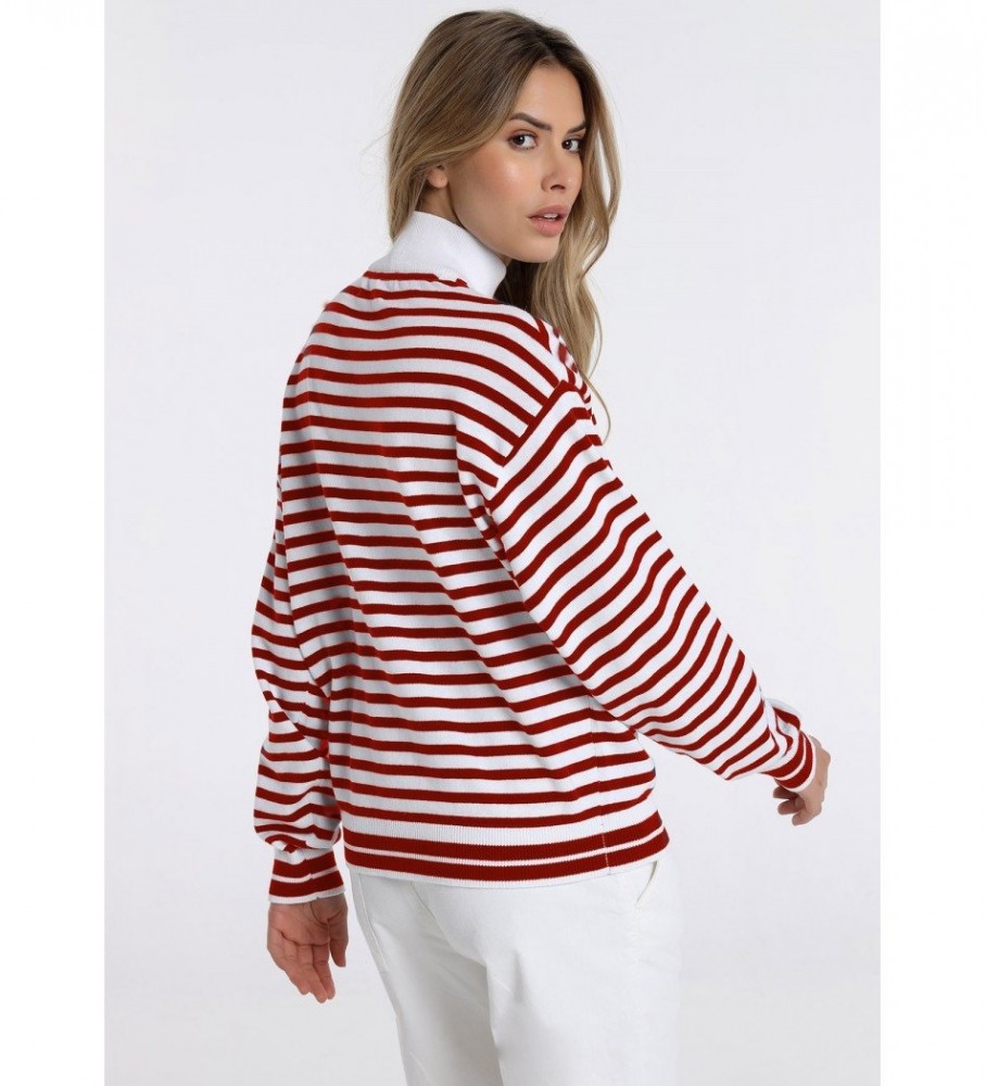 Camisa Lois com gola quadrada vermelha e branca