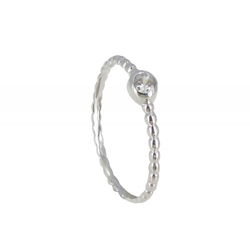 Bague Argent Anneau de Billes et strass Cristal