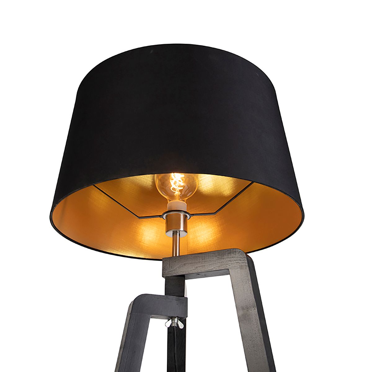 Smart vloerlamp met kap zwart met goud 50 cm incl. Wifi A60 - Puros