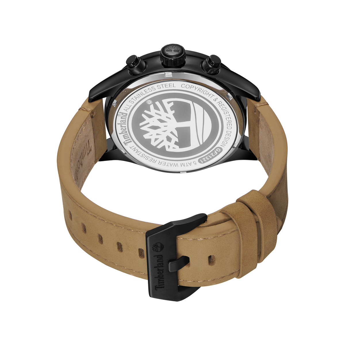 Timberland homme acier bracelet cuir caramel
