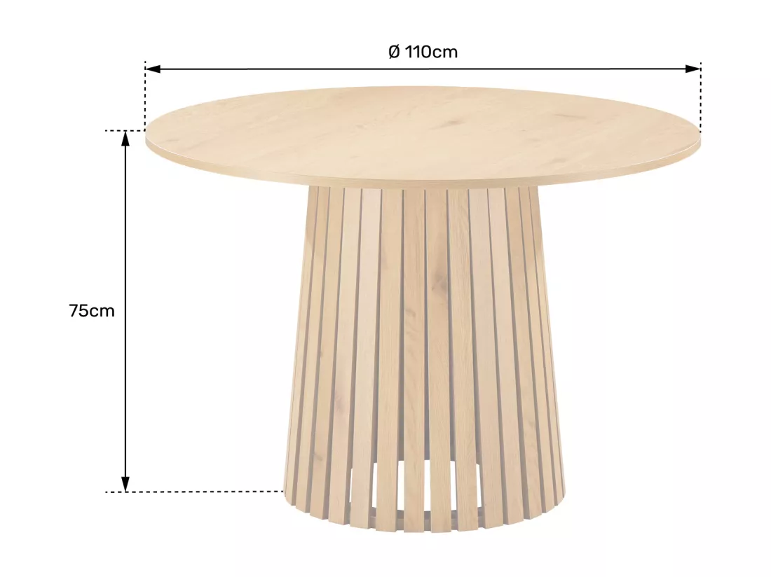 Table à manger ronde 110cm style scandinave LIV - HAPPY GARDEN
