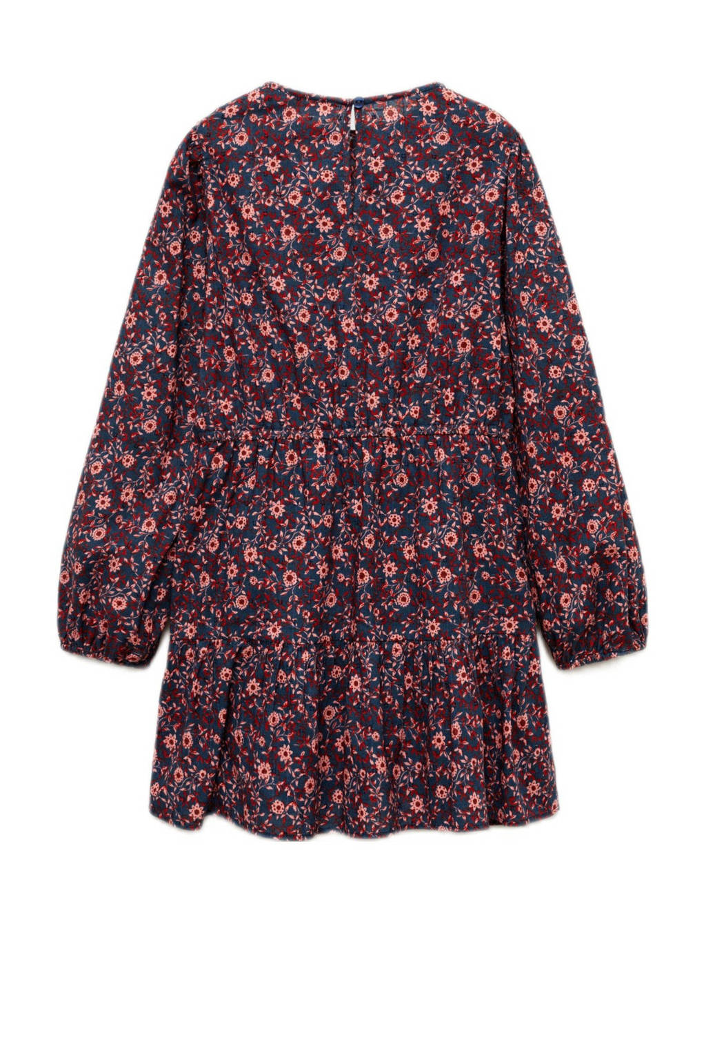 Mango Kids gebloemde A-lijn jurk donkerblauw/rood/roze