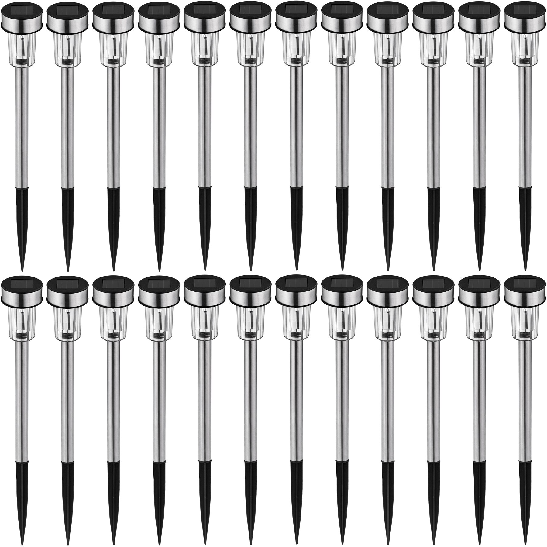 tectake® 24-er Set LED-Solarlampen, bunt, mit Erdspieß, 4,7 x 37 cm